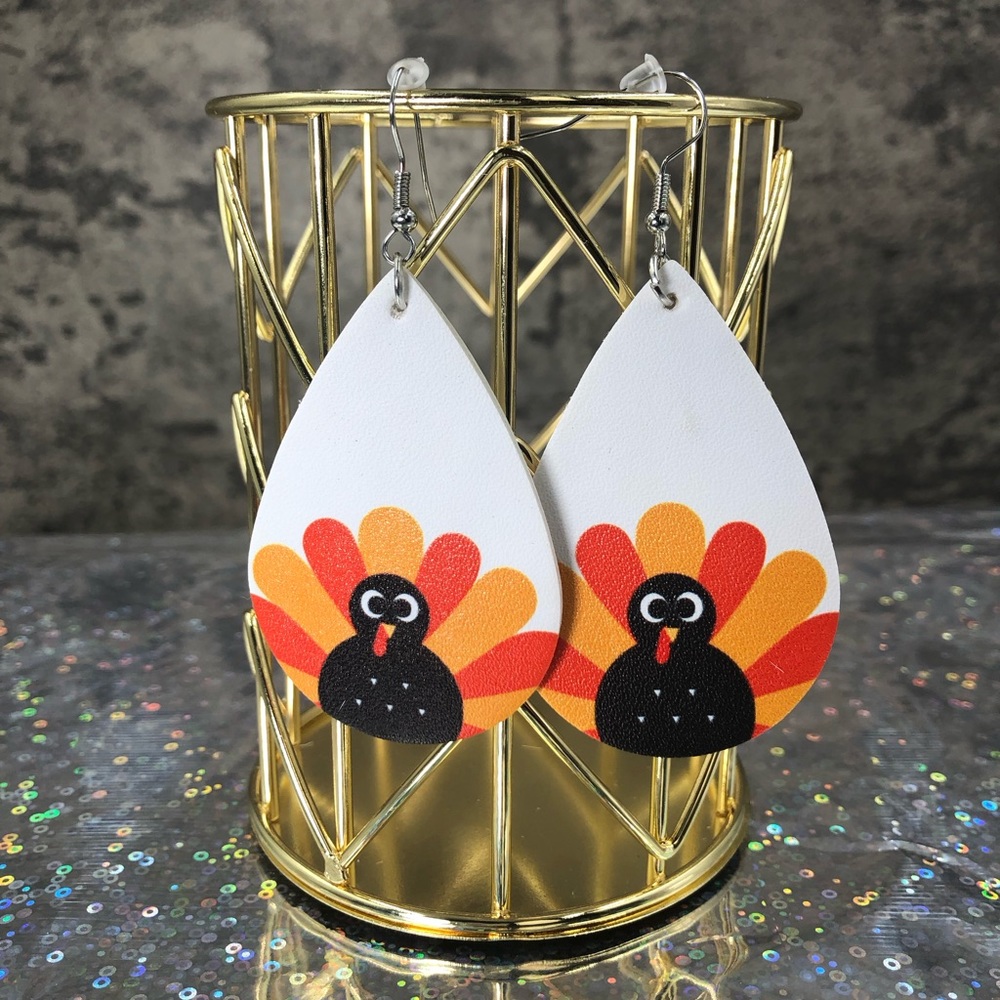Faux Leather Fall Thanksgiving Earrings NWT ✨ - Picture 2 of 8